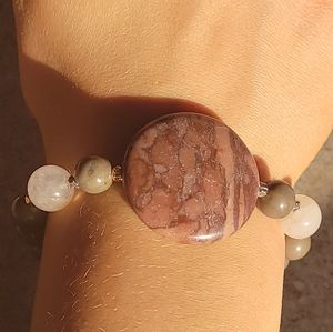 🤍3/$30 Rhodocrosite & Rose Quartz Stone Bracelet